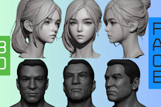 3d face model sculpt 3d face rig 3d bust model helmet mask