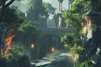 create a environment concept art landscape design