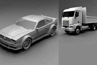 do 3d car model, car design, 3d truck modeling, for 3d printing or games