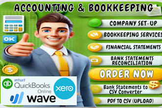 setup, clean up and bookkeeping in quickbooks online, xero and wave