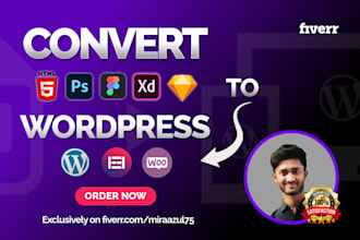 convert html, ai, xd, psd, figma to wordpress website using elementor pro