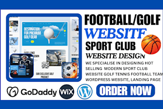 design hot modern sport club website golf tennis football team wordpress website