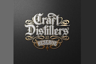 design craft distillery premium word mark luxury brand logo