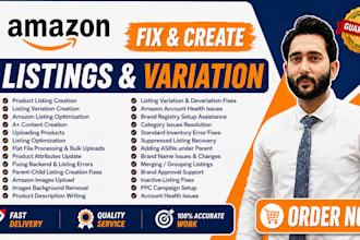 create amazon product listings, variation, seo and fix amazon listing issues