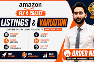 create amazon product listings, variation, seo and fix amazon listing issues