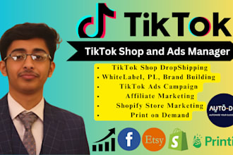 setup tiktok shop, manage tiktok ads, affiliate marketing, tiktok dropshipping