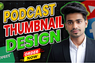 design professional youtube podcast thumbnails and cover