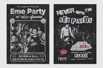 create vintage grunge punk poster or flyer for event music concerts