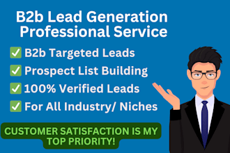 do b2b lead generation, web research for any industry