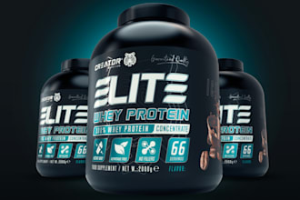awesome supplement label design, pre workout, whey protein