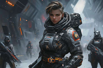 draw sci fi character illustration or sci fi character art