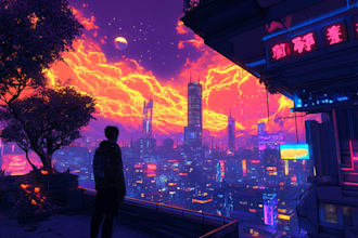 make a cyberpunk city sci fi style for any project