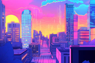 create a concept illustration science fiction city, cyberpunk