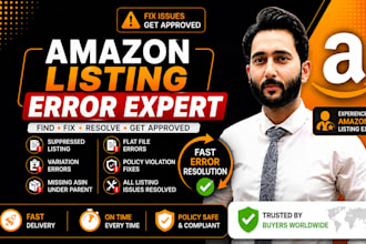 fix amazon listing issues, variation, suppressed listing, amazon listing errors