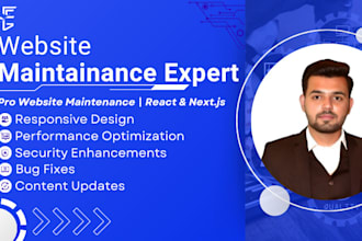 do professional website maintenance and bug fixing in react and next js