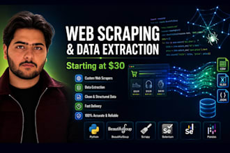 do python web scraping, data extraction and custom web scraper