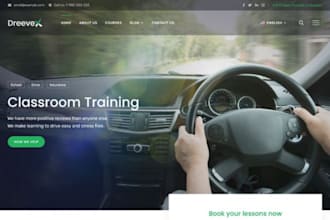 build driving school website driving school landing page elearning learn website