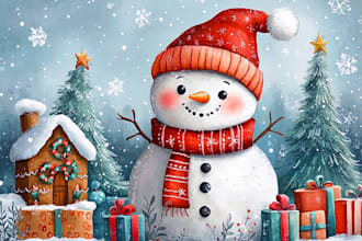 draw christmas children book, children story book, bible story illustration