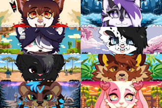 draw a pixel banner furry for facebook, discord, furaffinity and more