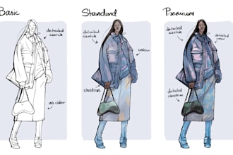 draw a professional fashion illustartion