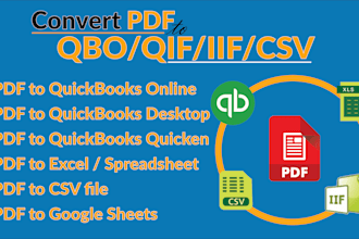 convert PDF transactions into qbo, iif, CSV, excel to import into quickbooks