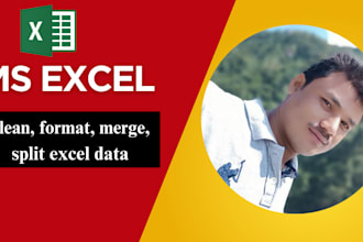 clean, format, merge, split excel data