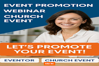 do webinar promotion, concert marketing, church event