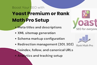 install configure yoast SEO premium or rank math pro