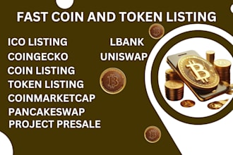 do fast token coin listing on coinmarketcap coingecko uniswap and other exchange