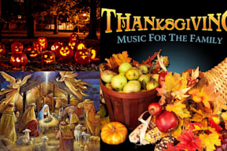 create halloween thanksgiving christmas songs with vocals and background music
