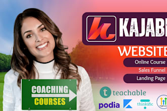 do kajabi online course, course website, kajabi sales funnel, and kajabi website