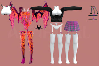 3d model and rig any clothes asset for your vrchat avatar