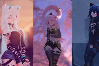 do anime 3d model, vrchat avatar, 3d vtuber model, vr character, furry avatar