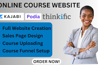 setup your thinkific learnwords teachable podia kijabi course website