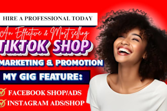 setup instagram shop, facebook shop, tiktok shop setup, or tiktok shop manager