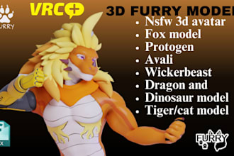 do 3d furry vrchat avatar commission, furry nsfw vseeface avi, 3d vtuber model