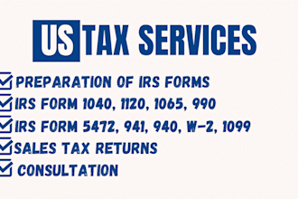 prepare and efile US tax form 990, 5472, 1040, 1065, and all schedules