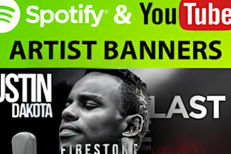 design youtube banner, spotify, linkedin, shopify banner and facebook cover
