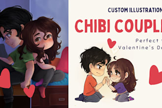 make adorable chibi couple illustrations for a perfect valentines gift