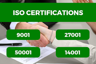 provide iso 9001, 45001, 27001, 22716, 50001 certifications