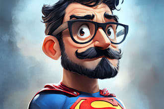 draw a unique superhero comic cartoon character