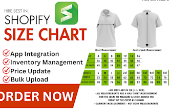 setup shopify size chart zify size swatch sizefox kiwi esc avada bf smart clean