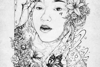 draw a portrait picture with custom deisgn