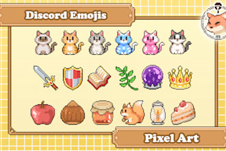 design discord emojis or emotes in cute pixel style