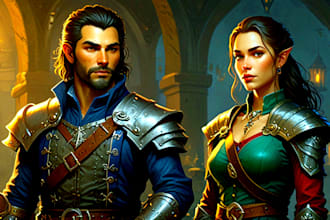 draw a dnd character design and dnd character art