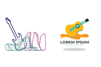 make hand drawn music guitar logo