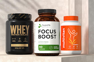 design premium supplement packaging and 3d renders