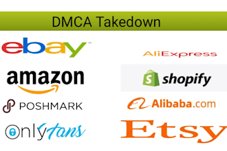send dmca takedown notice to amazon,ebay,etsy,shopify,aliexpress,alibaba,temu