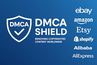 send dmca takedown notice to amazon,ebay,etsy,shopify,aliexpress,alibaba,temu
