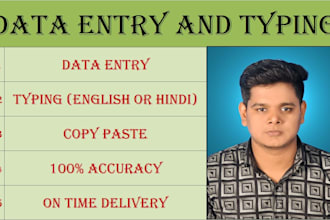 do all type data entry work and fast typing english or hindi